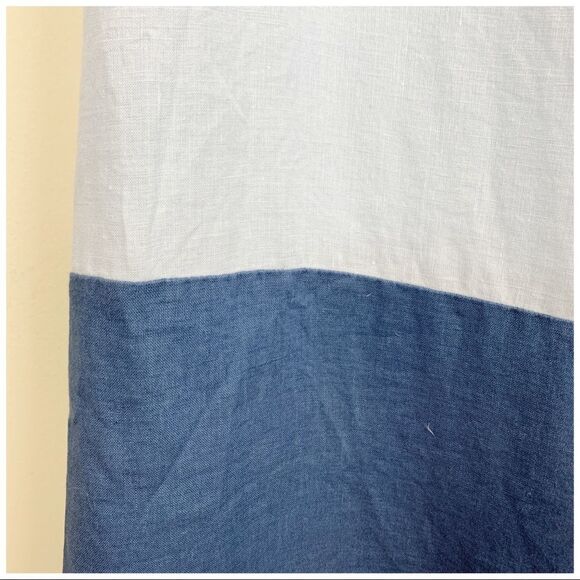 Gordon Smith Blue and White Linen Sleeveless Color-block Sheath Dress Sz 10 - Picture 9 of 15